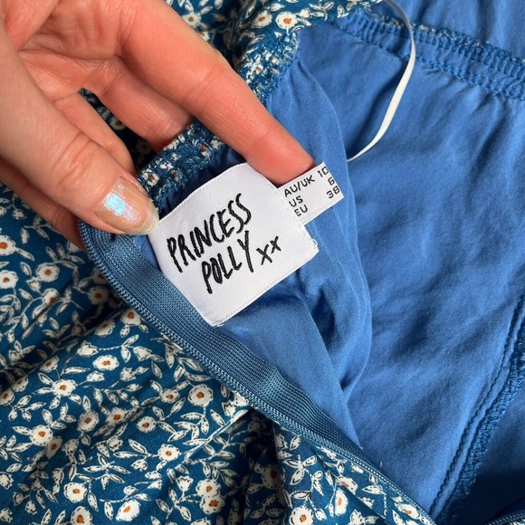 Princess Polly Women's 6 Thunderclouds Blue Floral Romper - Picture 10 of 11